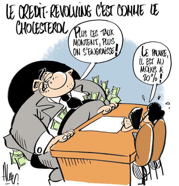 Le bonheur est dans le prêt… crédit revolving... de l'utilité au piège - dessin d'Alex