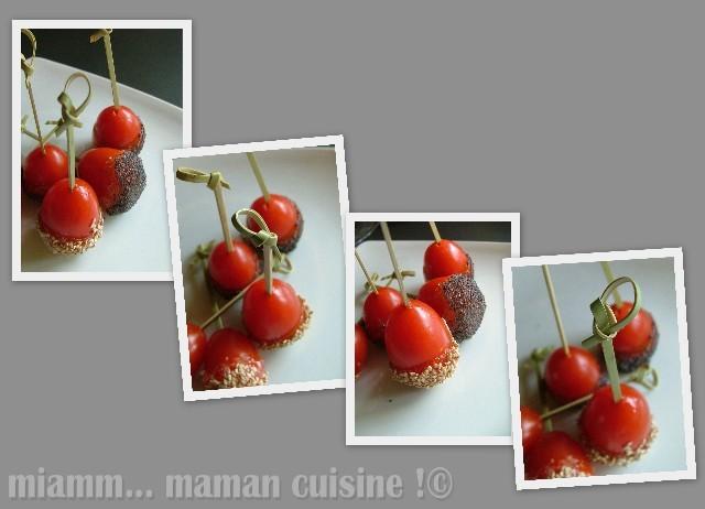 Pour l'apéro : torsades feuilletées & sucettes de tomates aux graines sucette tomate Affichage Web grand format