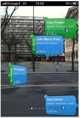 Nomao sur iPhone : moteur de recherche géolocalisé & social en réalité augmentée Nomao sur iPhone : moteur de recherche géolocalisé & social en réalité augmentée