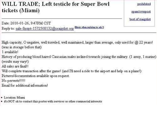 Billet Super Bowl Un fan prêt à tout pour assister au Super Bowl à Miami