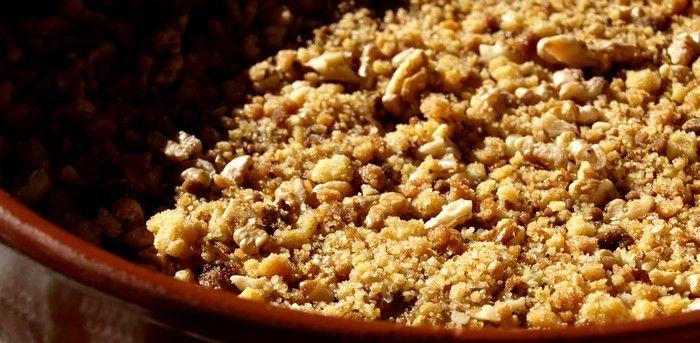 Crumble aux noix, pommes et raisins caramélisés 014