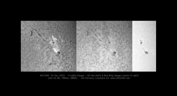 Région d’activité solaire 11040 en H-Alpha Région d’activité solaire 11040 en H-Alpha