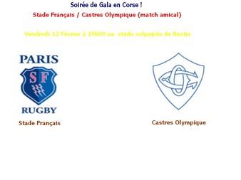 Evénement Rugby à Bastia ce vendredi: Match amical entre le Stade Français et Castres !