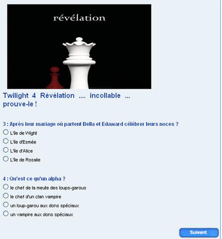 Twilight 4 Révélation ... es-tu un vrai fan ? Twilight 4 Révélation ... es-tu un vrai fan ?