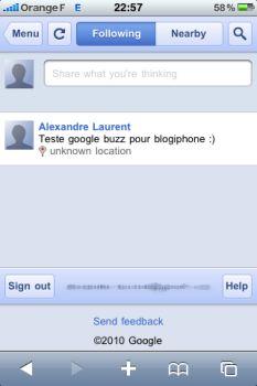 Google Buzz iPhone, c’est possible