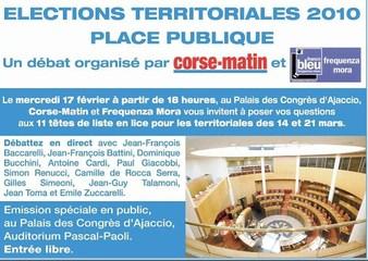 Débat public organisé par RCFM et Corse-Matin mercredi prochain au Palais des Congrès d'Ajaccio.