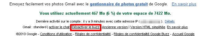 Comment desactiver Google Buzz ?