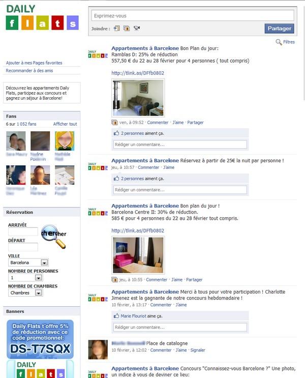 La pub du jour : Un commentaire sur Facebook, et vous voilà à Barcelone ! page fan facebook