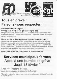 18 février Communaux de Montreuil Tous en grève; faisons nous respecter