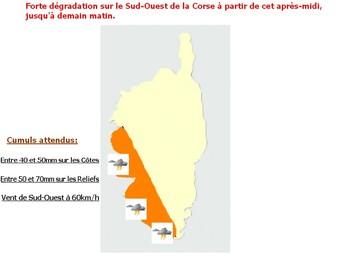 Vigilance orange sur le Sud-Ouest de la Corse: Forte dégradation orageuse dans le Sud de la Corse (le point à 15h55)