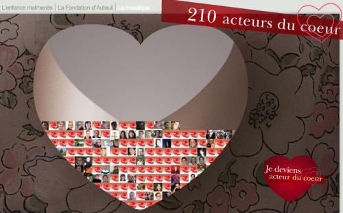 minisite de la Fondation d’Auteuil : les acteurs du coeur – j’ouvre mon coeur