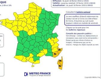  Les services de Météo-France placent les deux départements Corses en Vigilance orange.