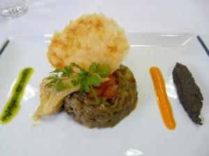 P1080283 Légumes ensoleillés, gambas sautées et tuile de parmesan