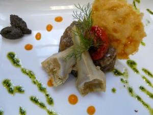 P1080277 Légumes ensoleillés, gambas sautées et tuile de parmesan