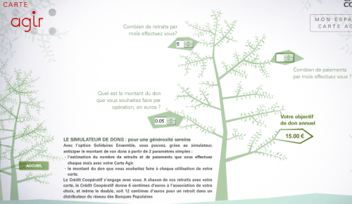 simulateur de don le mini site pour la carte AGIR du Crédit Coopératif