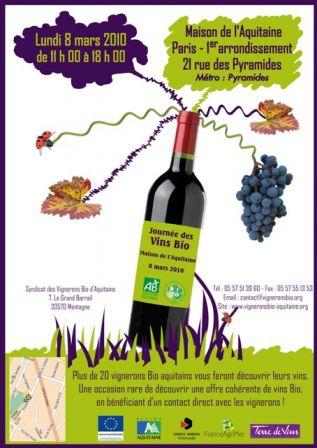 journée du vin bio d'Aquitaine, mar. 2010 Le Youwine rendez-vous du Jeudi: La Journée des vins Bio
