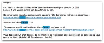 Merci-Facteur.fr mise sur la simplicité dans ses emailings