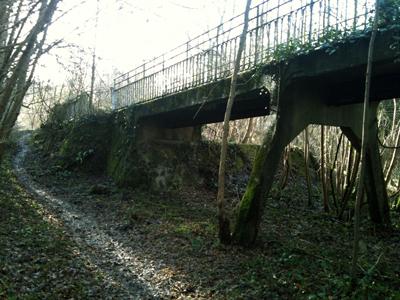 Ancienne passerelle reliant la rive droite de la Charente au domaine de la Poudrerie d'Angoulême, janvier 2010 ©M.R. La poudrerie nationale d'Angoulême