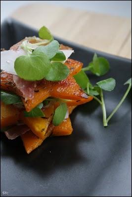 Etoiles de potimarron - chips de Ganda - parmesan & cresson