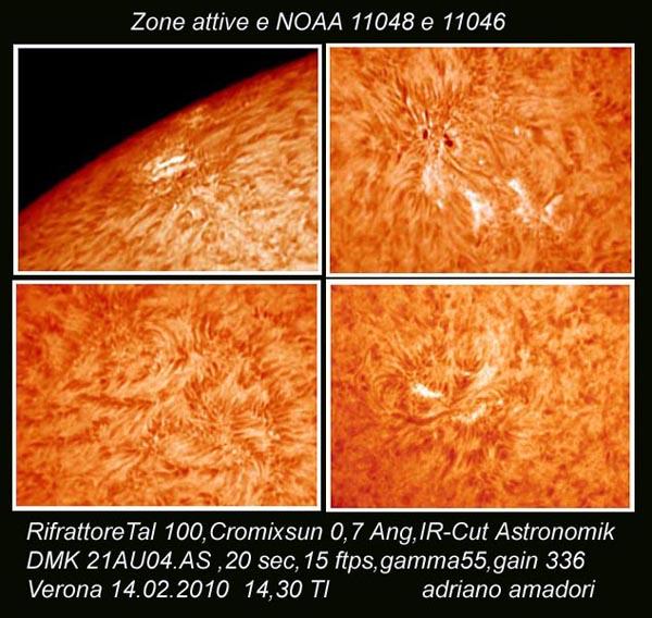 Zones actives solaires NOAA 11046 et 11048