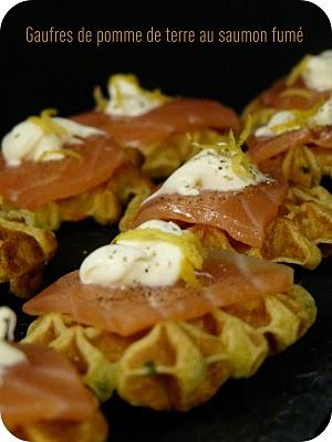 Gaufres de pommes de terre et saumon fumé Gaufres de pommes de terre et saumon fumé