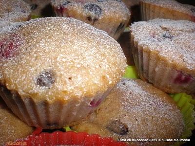 Muffins frambuesas-pepitas chocolate negro / Muffins aux framboises et pepites de chocolat noir