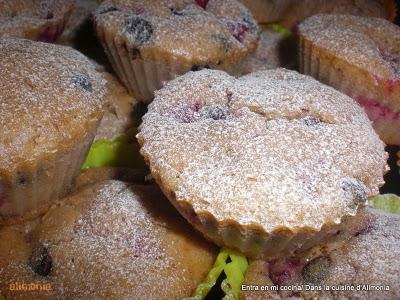 Muffins frambuesas-pepitas chocolate negro / Muffins aux framboises et pepites de chocolat noir