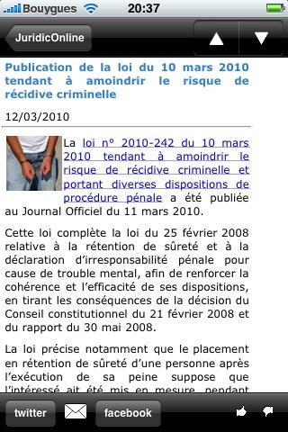 Vue article v2 JuridicOnline iPhone