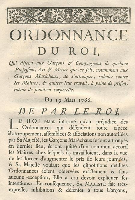 La grève des garçons maréchaux de Paris… en 1786
