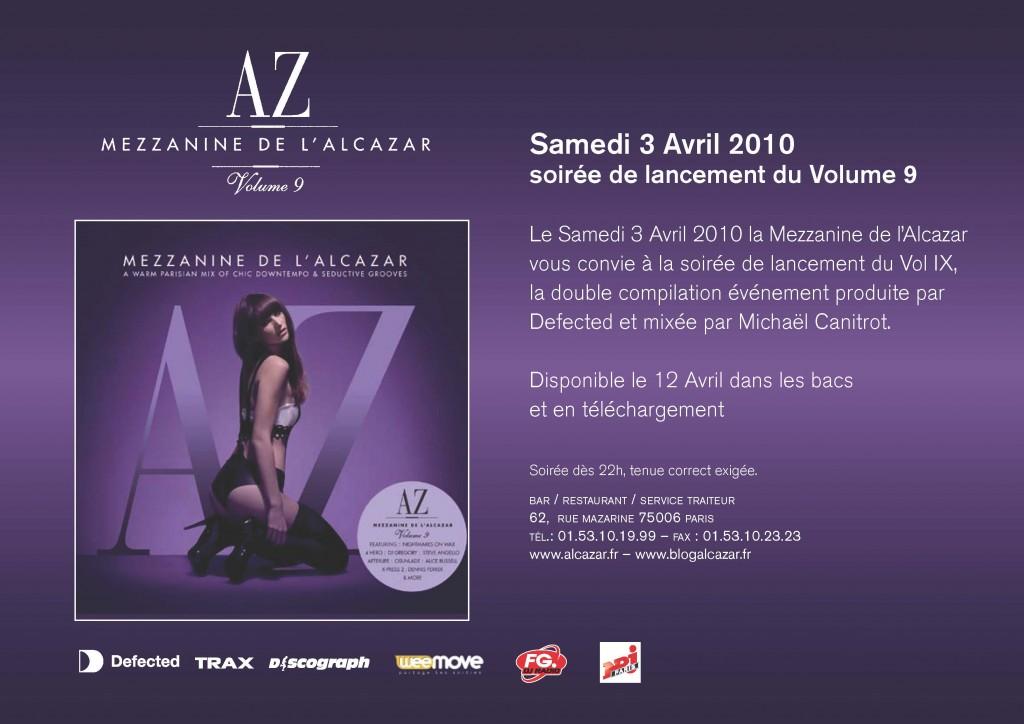 Lancement du Vol.9 de la Mezzanine de l’Alcazar – Samedi 3 Avril 2010