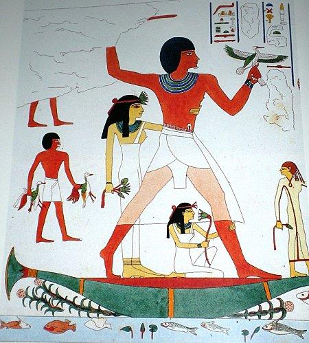 Neferhotep - Scène de chasse au boomerang