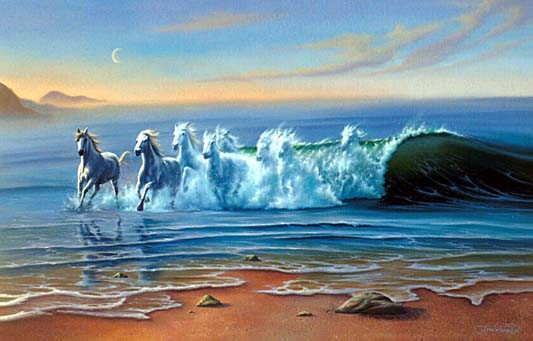 A la surface de la mer suivre suivre les chevaux (Georges Jean)