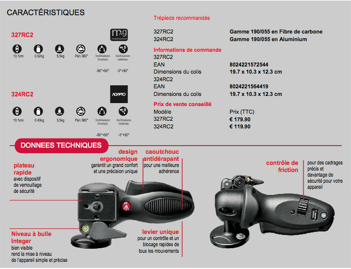 Manfrotto élargit sa gamme de rotules joystick Manfrotto élargit sa gamme de rotules joystick