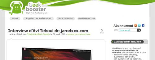 geekBooster, avr. 2010 Geek booster ouvre son blog et m'offre la primeur