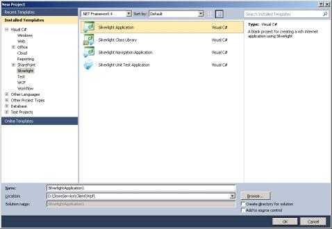 choix projet silverlight Ma première application Silverlight