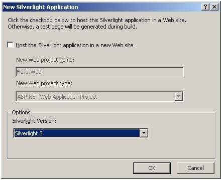 option projet Silverlight Ma première application Silverlight