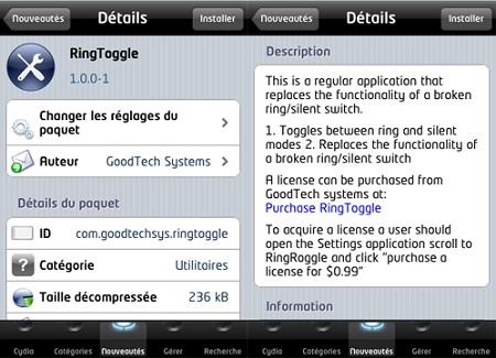 RingToggle Activer / Désactiver le vibreur sur iPhone