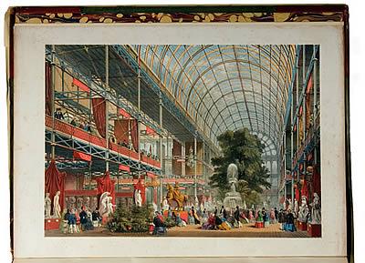 Le Crystal Palace, situé dans Hyde Park. Lieu de l'Exposition internationale de 1851, c'est aussi le lieu où se dispute le premier tournoi de l'Histoire des Echecs. Oeuvre de Dickinson.