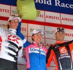 Le podium 2008 - Cunego devance F.Schleck et A. Valverde