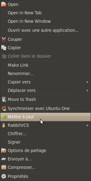 Menu_001 RabbitVCS, le TortoiseSVN pour Linux