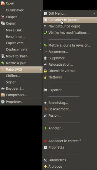 Menu_005 RabbitVCS, le TortoiseSVN pour Linux
