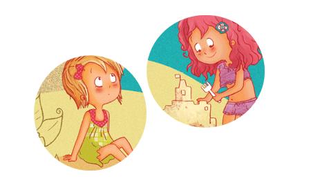 Illustration jeunesse : mer, sable et cocotiers... Etapes2