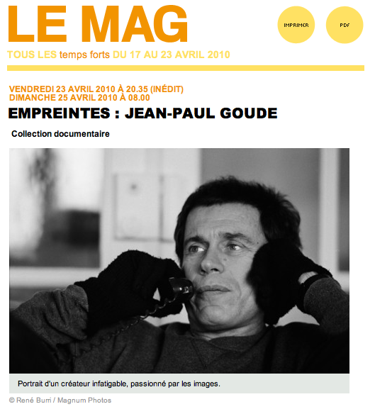 Empreintes  sur France 5 présente Jean-Paul Goude