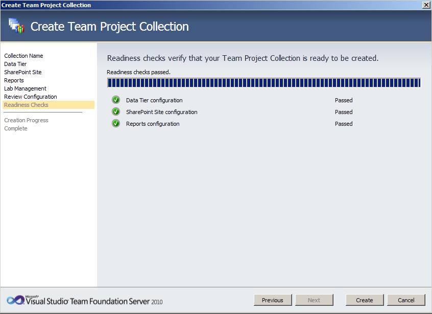 TFS Create Collection 4 Team Foundation Server 2010 : installation et configuration