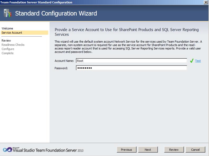 PasswordStep Team Foundation Server 2010 : installation et configuration