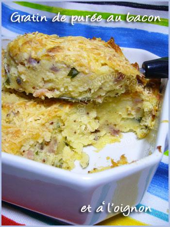 Gratin de purée au bacon et à l’oignon Gratin de purée au bacon et à l'oignon