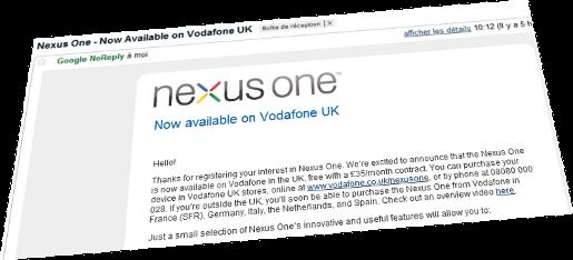 nexusOne-Voda Le Nexus One arrive chez Vodafone
