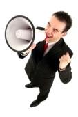 « Distributeurs telecoms : faites valider ou vérifier vos contrats de distribution ». « le blog telecoms » peut vous conseiller les « vrais » spécialistes sur le sujet. Businessman Shouting Through Megaphone stock photo