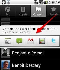 android twitter contacts Twitter lance une application Android