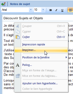 Imprimer une note de Sujet dans MindManager 10 fonctions pratiques que vous devez connaître